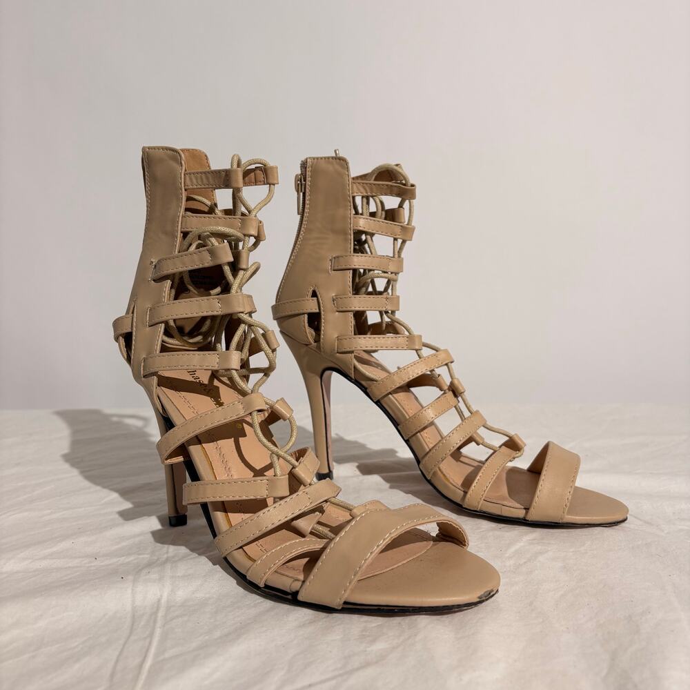 Chase & Chloe Nude Gladiator Heels - Size 10